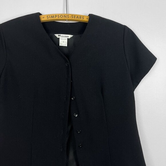 Nygard Collection Womens Black Button-Up Blouse Short Sleeve Fitted 8 Petite - Picture 3 of 6